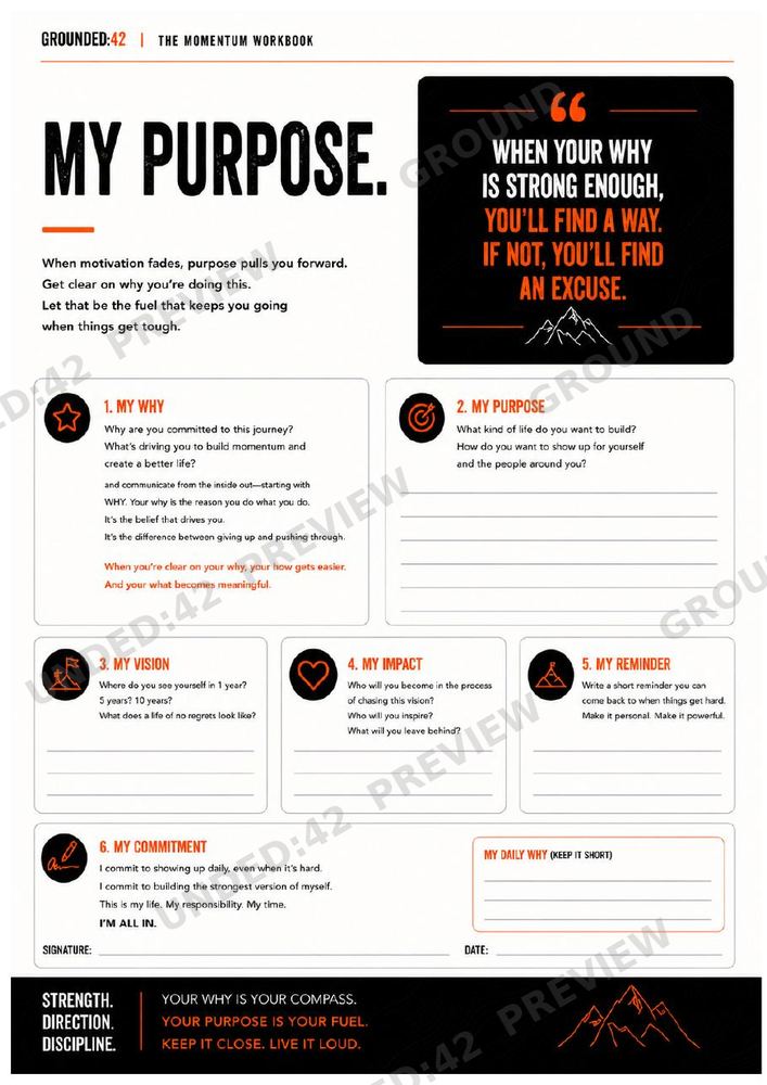My purpose — page from the Grounded:42 workbook