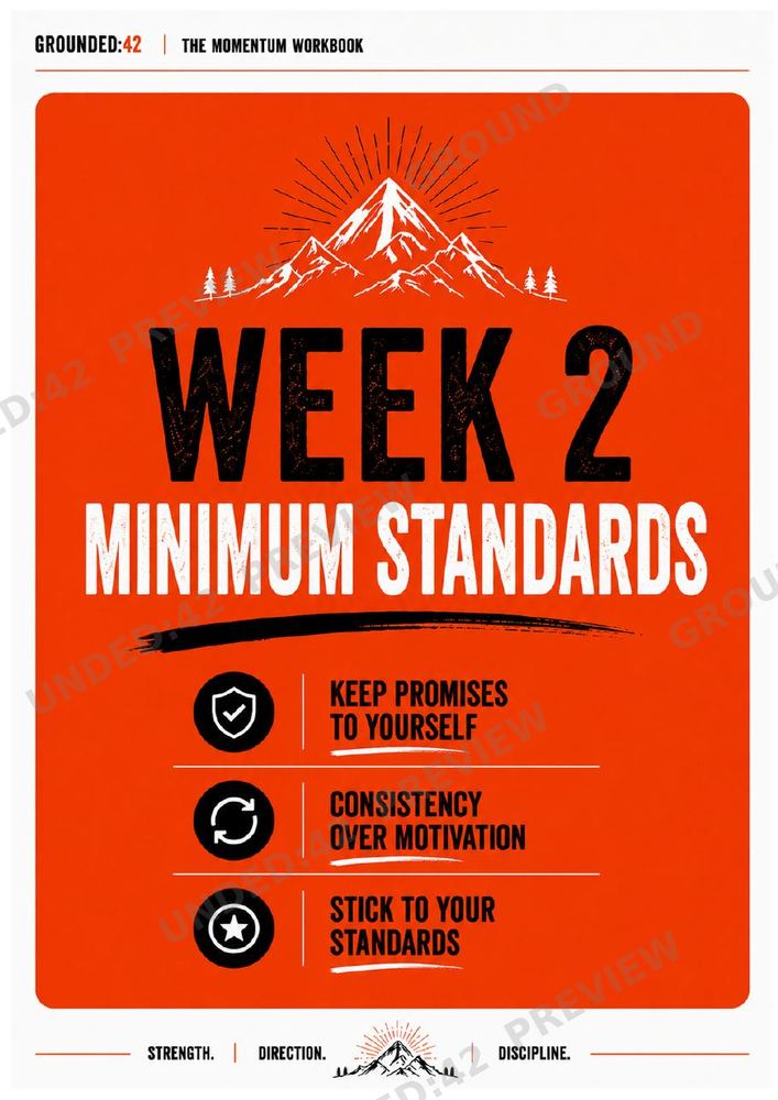 Week 2 — Minimum standards — page from the Grounded:42 workbook