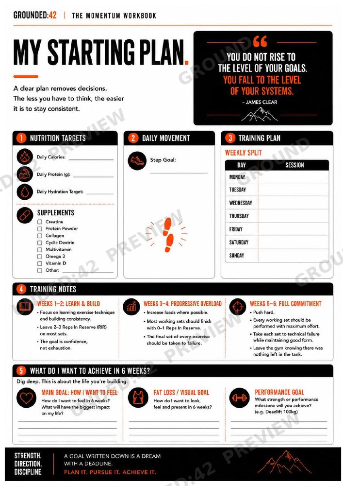 My starting plan — page from the Grounded:42 workbook