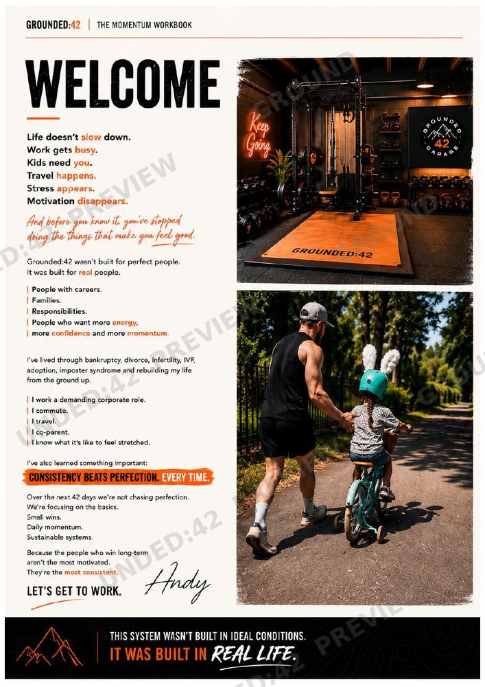 Welcome — page from the Grounded:42 workbook